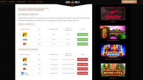 king billy casino payment methods