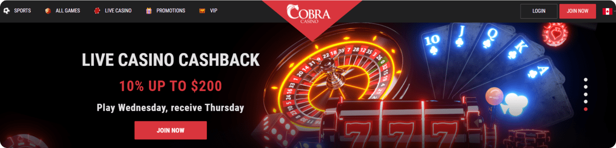 Cobra Live Casino Cashback